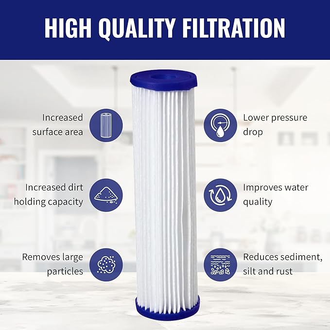 CFS – Whole House Water Filter Cartridges Compatible with EQ-304-20, EQ-PFC.35 Models – Removes Bad Taste and Odor – Replacement Filter Cartridge (4 Pack - Pleated Filter)