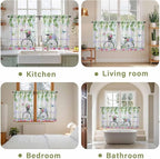 Spring Kitchen Curtains, Bicycles Botanical Leaves Rose Colorful Stripes Light Filtering Window Curtain Panels, 2Pcs Rod Pocket Window Treatments Set for RV Dining Room Study Room 42x45 Inches