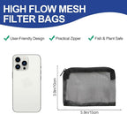 16 Pcs Aquarium Filter Media Bags with Plastic Zipper, Fish Tank Fine Mesh Bags for Activated Charcoal Aquarium, Reusable Aquarium Accessories for Ceramic Rings, Volcano Rock(4inx6in Black, White)