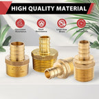 200 PCS EFIELD Pex Barb Crimp Brass Fittings 1/2 inch x 1/2 inch NPT Male Adapters, ASTM F1807,(PEX1807017-200PCS)