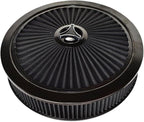 A-Team Performance High Flow Throttle Body Air Intake Filter - 14 in x 3 in, Round, Black - Carburetor Air Filter Kit - Washable & Reusable Design - Compatible with Chevrolet, GMC & Ford Models