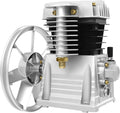 Air Compressor Pump Head, 2HP Air Compressor Pump-Head, 1500W Portable 52.83Gal/Min 10.24in Pulley Outer Diameter Aluminum Painting Twin Cylinder W/oil drain plug, Air Filter Muffler