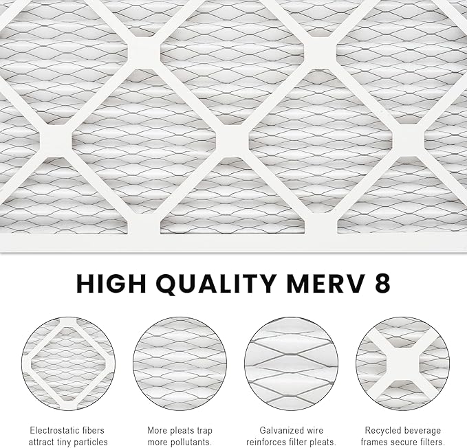 14x14x1 Air Filter MERV 8 (6-Pack), HVAC/Furnace AC Filter Replacement, Dust Defense–Comparable with MPR 600 & FPR 5 (Actual 13.75x13.75x0.75)