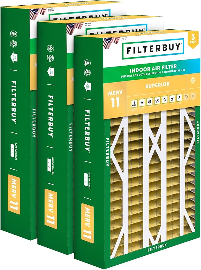 Filterbuy 16x26x5 Air Filter MERV 11 Superior Pet & Allergy Defense (3-Pack), Pleated HVAC AC Furnace Filters for Electro-Air, Emerson, White Rodgers, and More (Actual Size: 16.00 x 25.75 x 4.88)