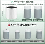2 Pack 411i Max & 411a Max Replacement Filter Compatible with Blue Pure 411i Max & 411a Max Air Purifiers, Ture HEPA & Activated Carbon Filter, White