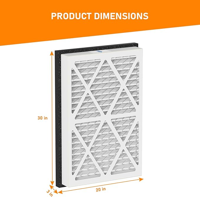 20x30x3 MERV 13 Pleated Air Filters Replacement Compatible with Zephyr VGF Series 20x30x3 Whole Home Return Air Grille Filter,White,3 Pack