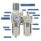3/4" NPT Air Compressor Filter Regulator Lubricator (FRL) Unit,air Pressure Regulator with Pressure Gauge (0-150 PSI),Quick Release Bowl,Bracket