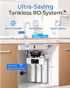 Waterdrop WD-T3-M Remineralization Reverse Osmosis Water Filter, NSF/ANSI 372 Certified, 9-Stage Undersink RO System, 450G Tankless RO Water Filtration System, 2:1 Pure to Drain, Plug-in Required