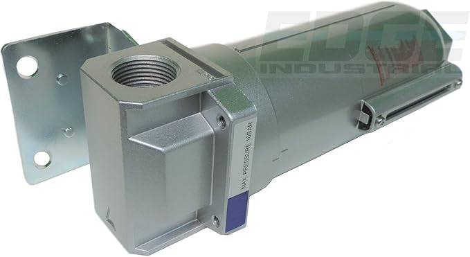 HEAVY DUTY HIGH FLOW COMPRESSED AIR IN-LINE PARTICULATE FILTER WITH 9OZ METAL BOWL, 1" NPT PORTS, AUTO DRAIN, 160 CFM, VISIBLE SIGHT GLASS, 5 MICRON ELEMENT