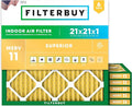 Filterbuy 21x21x1 Air Filter MERV 11 Superior Pet & Allergy Defense (6-Pack), Electrostatic Pleated HVAC AC Furnace Filters Replacement, Made in USA (Actual Size: 20.88 x 20.88 x 0.75)
