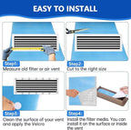 Air Vent Filters, 12" x 140" Cut to Fit Air Filter Material (70+ Filters),MERV 8 Triple Electrostatic Vent Filter for AC, HVAC Furnace, Grilles and Mobile Home-Includes 48 Adhesive Hook Tape