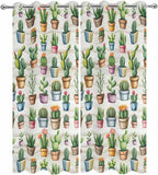Summer Cactus Outdoor Curtains for Patio Cactus Tropical Plant Wooden Waterproof Outside Curtains with Grommet Top Weatherproof Curtain for Cabana Pergola Gazebo, 2 Pack, 54" W x 95" L