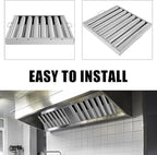 Hood Filters 19.5W x 19.5H Inch 430 Stainless Steel Pack of 6, 7 Grooves Commercial Hood Filters, Commercial Kitchen Range Hood Filter for Grease Rated Commercial Kitchen Exhaust Hoods
