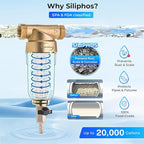 iSpring WSP-1000SL Reusable Whole House Spin Down Sediment Water Filter, Siliphos Helps Prevent Scale and Corrosion, 1" MNPT + 3/4" FNPT, 1000 Micron