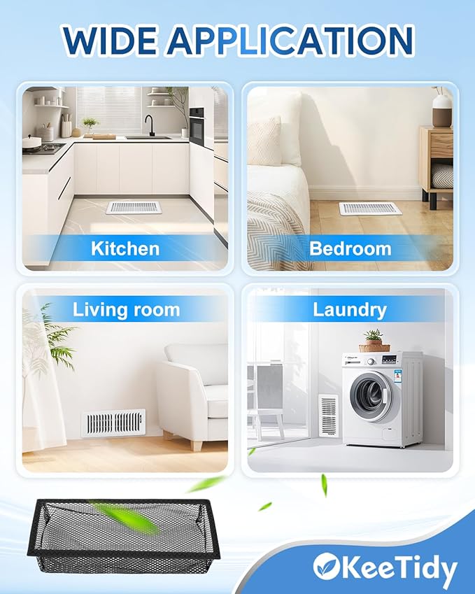 Floor Vent Screen Net, 4" x 12" Air Vent Screen Filter Mesh Catches Toys Snacks Pet Hair and Pet Food, Keeps Bugs Out for Home, 6 Pack