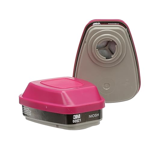 3M 60921 P100 Respirator Cartridge/Filter, NIOSH Approved, 1 Pair, OV/P100, Helps Protect Against Organic Vapors, Asbestos, Silica, and Particulates, Painting, Chemical Clean-up, Maintenance