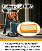 Flat HEPA Filter Replace VF130H Fit for Bosch Dust Extractors VAC090 & VAC140 Series, High-Efficiency Filter for Jobsite & Workshop, 1-Pack Only for Dry-Vacuuming Easy to Install