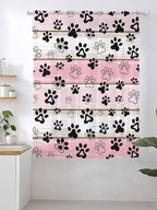 Sheer Curtains 72 Inches Long, Pink Beige Paw Print Semi Sheer Curtains Light Filtering Window Treatment, Vintage Farmhouse Country Wooden Grain Privacy Voile Drapes for Living Room Bedroom 52x72 Inch