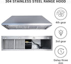 CHETTO C Stainless Steel Range Hood Cover with 4-Speed Vent Hood Insert Custom Handmade Metal Kitchen Fan with Towel Rack LED Light 60"W x21"D x30"H Black Wall Mount