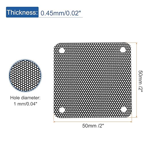 MECCANIXITY 10PCS PC Dust Filter, 50mmx50mm PVC Computer Case Cooler Dustproof Mesh Cover Fan Grills for Computer Chassis Speaker, Black