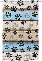 Sheer Curtains 96 Inches Long, Blue Brown Paw Prints Semi Sheer Curtains Light Filtering Window Treatment, Vintage Farmhouse Rustic Wooden Grain Privacy Voile Drapes for Living Room Bedroom 52x96 Inch