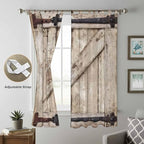 Farmhouse Wood Grain Living Room Curtains 84 Inch Length, Window Curtains Tab Top, Vintage Country Barn Gate Brown Light Filtering Window Treatments Drapes 52"x84" 2 Panel
