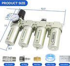 1/2" NPT Industrial Grade 4 Stage Air-Dryer-for-Compressor, Air-Compressor-Water-Separator-System for Plasma Cutter and Paint Spray, 3Filter&1Dryer System,Manual Drain