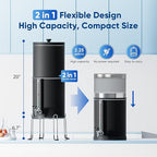 Purewell 3-Stage 0.01μm Ultra-Filtration Gravity Water Filter System, 304 Stainless Steel Countertop System with 2 Filters, Metal Water Level Spigot and Stand, Reduce 99% Chlorine, 2.25G, PW-OB-K