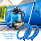 2-Pack 1.5 Inch Pool Pump Hose Replacement for Above Ground Pools, 59" Long Flexible PE Pool Filter Hose for Most 1.5 Inch Diameter Sand Filters & Saltwater Systems Includes 4 Washers (Blue)