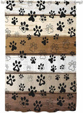 Sheer Curtains 72 Inches Long, Brown Beige Farmhouse Semi Sheer Curtains Light Filtering Window Treatment, Black Dog Paw Vintage Wooden Privacy Voile Drapes for Living Room Bedroom 52x72 Inch
