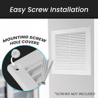 Repa Market 12 x 12 Inch (Outer) White Square Air Vent Cover - Pack of 2 Plastic Fresh Air Intake Vent - AC Cover with Nylon Mesh Screen, Wall, Ceiling HVAC Return Air Register, Modern Soffit Vents