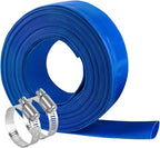 Eastrans 2" x 25 FT Pool Backwash Hose, Heavy Duty Flat Discharge Hose, Weather and Burst Resistant, Best Hoses for Inground Pools, Pool Filter & Pool Drain Hose with 2 Hose Clamps