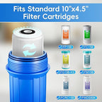 iSpring HB18B Whole House Water Filter Housing, 10" x 4.5" Universal Housing for Whole Home Water Filtration w/ 1" NPT Ports Pre-Filtration System