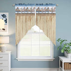 Western Horse Swag Valances for Windows, Farmhouse Wooden Grain Vintage Cowboy Barn Door Rod Pocket Kitchen Curtains Valance, Small Window Curtains Swag for Cafe Living Room, 2 Panels, 36x36 inch