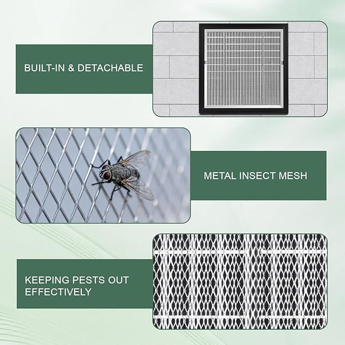2-Pack Paintable Gable Vents - 18" x 18" Aluminum with Screen, Maximize Ventilation in Attics and Sheds, Vent Opening: 16" x 16"