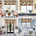 Farmhouse Cow Curtain Valances for Windows, Kitchen Valance Window Treatment, Country Vintage Animals Wooden Grain Light Filtering Block Curtains for Bathroom/Bedroom/Living Room 54'' x 18''