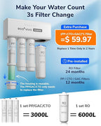 Ecoviva 800GPD UnderSink Reverse Osmosis System, German Design with NSF/ANSI 58 61 372 Tankless 3:1 Pure to Drain 9-Stage, 10 Years Robust Alkaline RO Water Filtration, Fully Sealed Noise Reduction