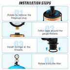 MEANLIN MEASURE 98209800 High Flow Air Relief Valve Replacement for Pool and Spa Filter, Air Relief Manual Valve Assembly with 60Psi Steel Start and Clean Filter Pressure Gauge