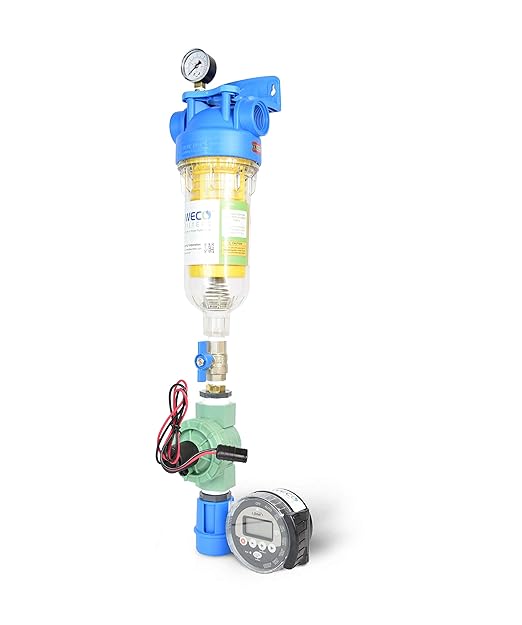 WECO SEDFLUSH Water Filtration System - Whole House Water Filter System for Sediment Removal & Particulate Reduction - Self-Cleaning Water Purification System with Auto Purge Timer - 1 Inch