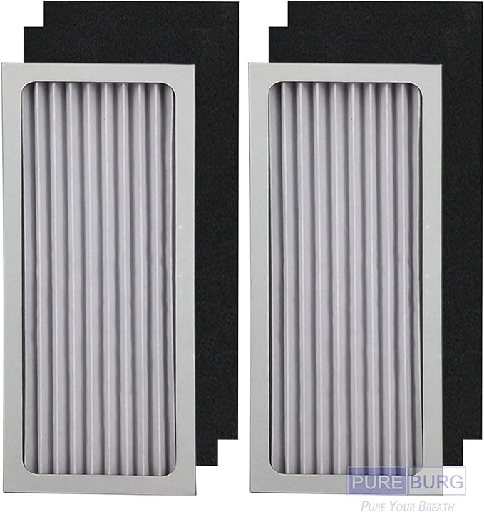 PUREBURG 990051000 Replacement True HEPA Filter Set Compatible with Hamilton Beach TrueAir 04383 04384 04385 04386 Compact Pet Air Purifier,H13 Activated Carbon,2-Pack