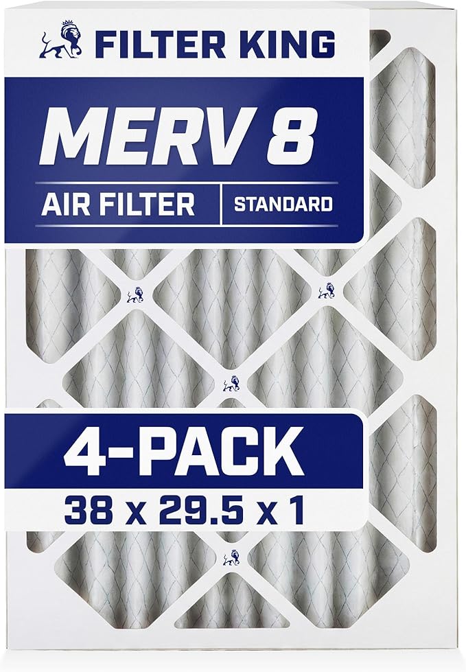 Filter King 38x29.5x1 Air Filter | 4-PACK | MERV 8 HVAC Pleated A/C Furnace Filters | MADE IN USA | Actual Size: 38 x 29.5 x .75"