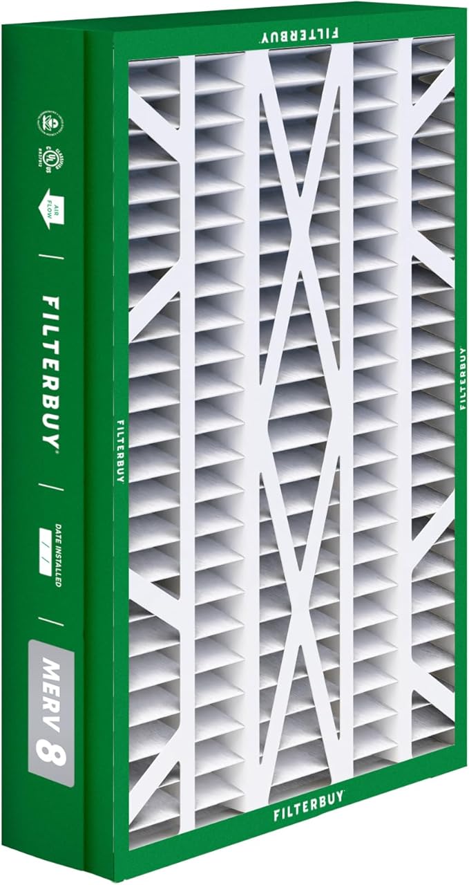 Filterbuy 14.5x27x5 Air Filter MERV 8 Essential Dust & Allergy Defense (2-Pack), Pleated HVAC AC Furnace Filters for Trane, American Standard, Honeywell, and More (Actual Size: 14.06 x 26.13 x 4.97)