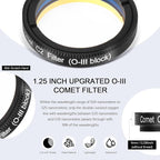 Astromania Telescope Filter 1.25 Inch Upgrated O-III Comet Filter Narrowband for Telescope, 99% High Transmission - Light Pollution Reduction for Astrophotography, Fit 1.25 Inch Telescope Accessory