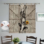 Funny Farm Animals Living Room Curtains 84 Inch Length, Window Curtains Tab Top, Vintage Barn Brown Sunflowers Light Filtering Window Treatments Drapes 42"x84" 2 Panel