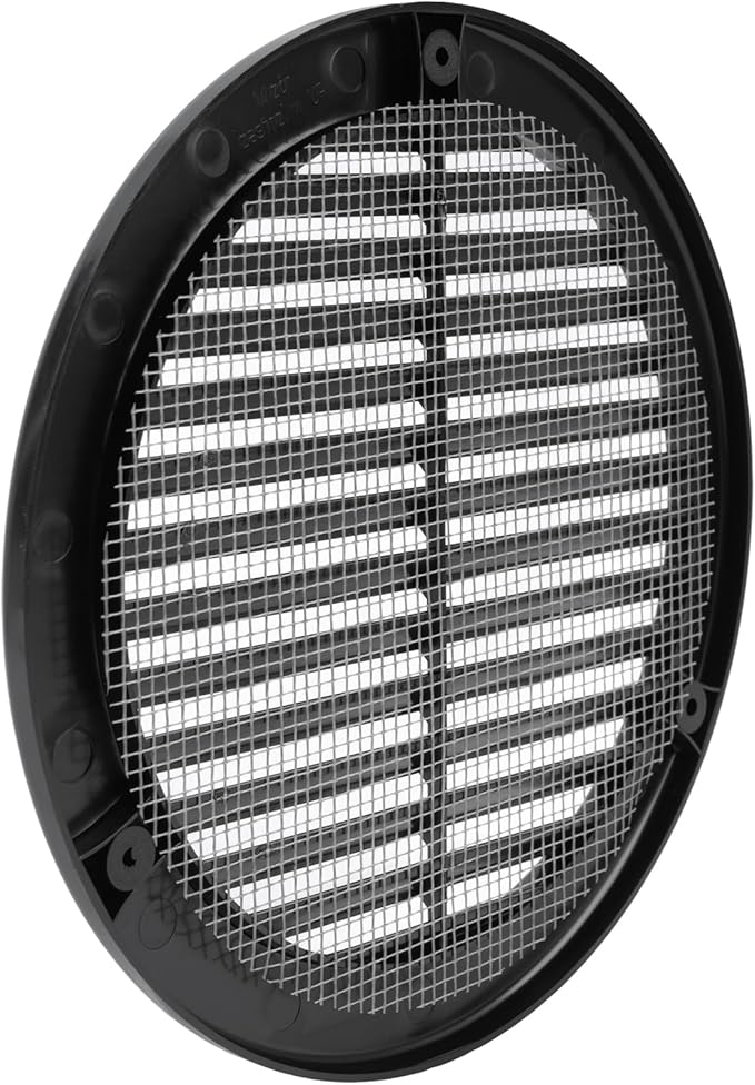 Vent Systems 6" Inch (Opening Dimensions) - Pack of 5 - Black Soffit Vent Cover - Plastic Round Air Vent Grille - Built-in Mesh Screen - HVAC Register Louver for Bathroom, Home, Kitchen