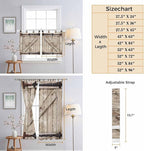 Farmhouse Wood Grain Bathroom Curtains 63 Inch Length, Window Curtains Tab Top, Vintage Country Barn Gate Brown Light Filtering Window Treatments Drapes 52"x63" 2 Panel