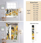 Retro Farmhouse Flower Living Room Curtains 96 Inch Length, Window Curtains Tab Top, Yellow Sunflowers Cow Barn Doors Brown Light Filtering Window Treatments Drapes 52"x96" 2 Panel
