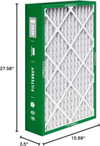 Filterbuy 15.75x27.63x3.50 Air Filter MERV 8 Essential Dust & Allergy Defense (4-Pack), Pleated HVAC AC Furnace Filters for AprilAire Space-Gard 104 & 2140 (Actual Size: 15.69 x 27.56 x 3.50)