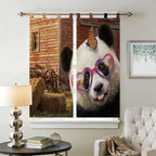 Farm Panda Living Room Curtains 84 Inch Length, Window Curtains Tab Top, Farmhouse Barn Funny Animals Butterfly Light Filtering Window Treatments Drapes 42"x84" 2 Panel