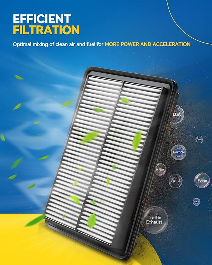 PHILTOP Engine Air Filter, CA9600 Compatible with Honda Accord 2003-2007, Acura TL 2004-2006, RL 2005-2008, Rigid Panel